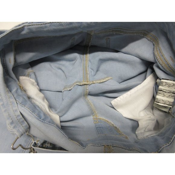 Wax Jeans light wash distressed‎ ankle crop overalls - Picture 5 of 12